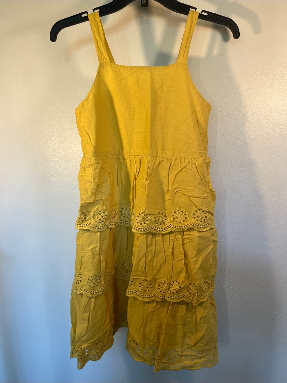 Old Navy Bright Yellow Eyelet Tiered Sundress for Girls